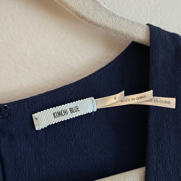 Kimchi Blue Urban Outfitters Women 6 Navy Ruffle Front Faux Wrap Anita Romper - Picture 6 of 9